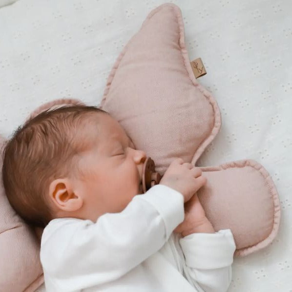 Baby hoofdkussen Linnen - Roos | Perfecte ondersteuning , zacht en super comfortabel.